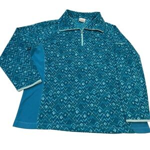 Columbia Women’s 1X Fleece Pullover Jacket Teal Aztec Print Quarter Zip